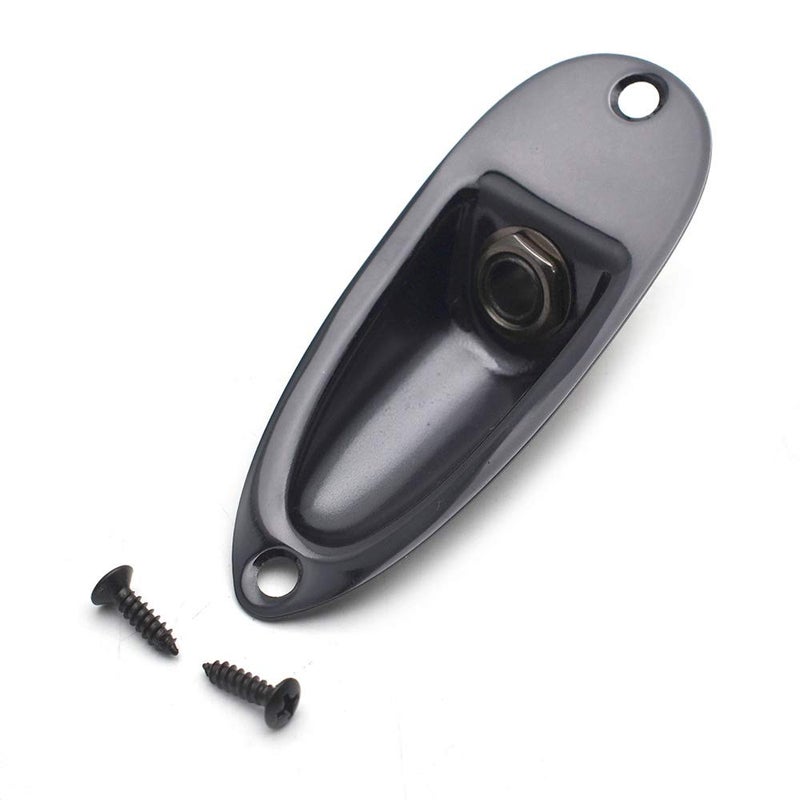 SAPHUE Guitar Input Jack Socket Plate Output Loaded Boat Style 1/4 Inch with Screws for Fender Stratocaster Strat St Mono Electric Guitar for Electric Guitar Replacement Parts(black) - Image 1
